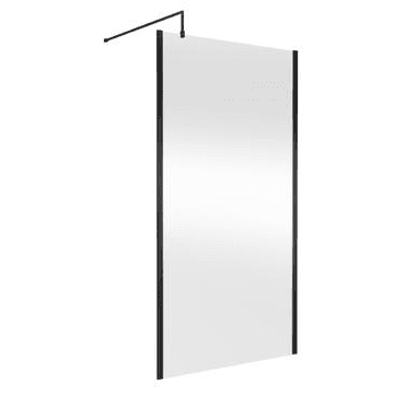 Hudson Reed 1100mm Outer Framed Wetroom Screen with Support Bar Matt Black WRSOBP11