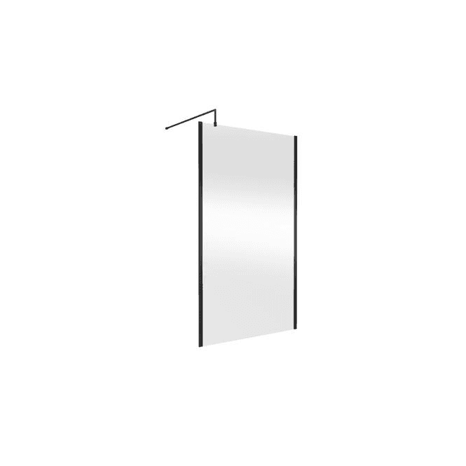 Hudson Reed  1200mm Outer Framed Wetroom Screen with Support Bar Matt Black WRSOBP12