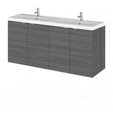 Hudson Reed 1200mm Vanity Unit & Double Ceramic Basin Anthracite woodgrain CBI533A
