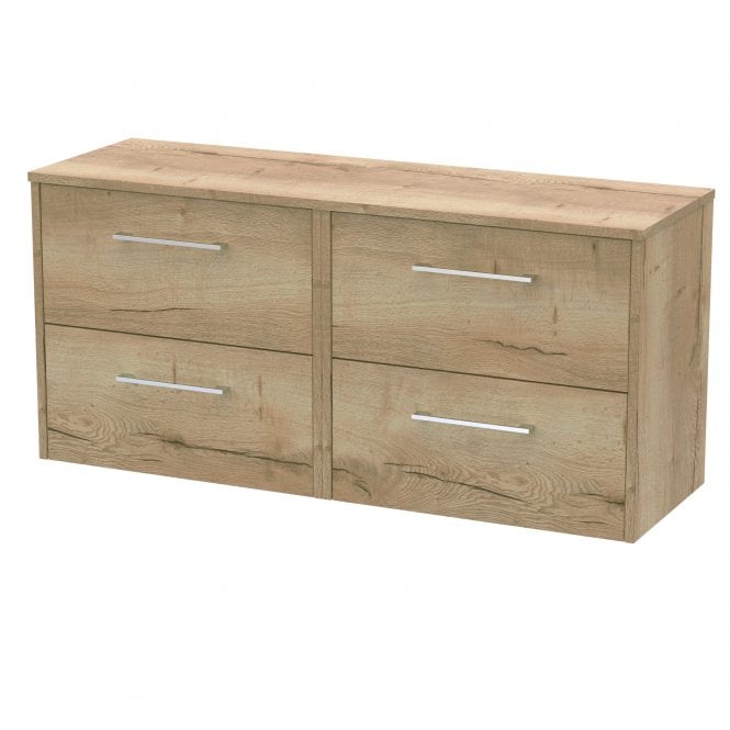 Hudson Reed  1200mm Wall Hung 4 Drawer Vanity & Worktop Autumn Oak JNU1824W2