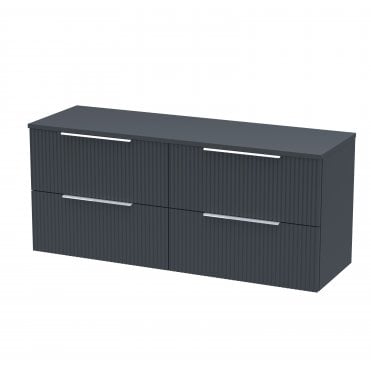 Hudson Reed 1200mm Wall Hung 4 Drawer Vanity & Worktop Satin Anthracite DFF1493W2