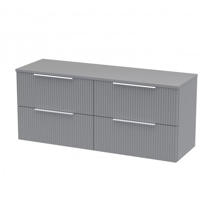 Hudson Reed  1200mm Wall Hung 4 Drawer Vanity & Worktop Satin Grey DFF293W2