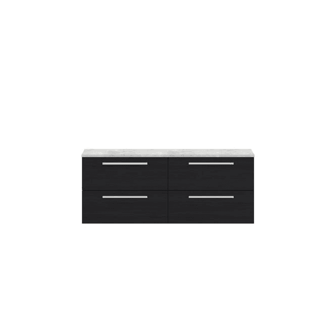 Hudson Reed  1440mm Double Cabinet & Grey Worktop Charcoal Black QUA003LBG