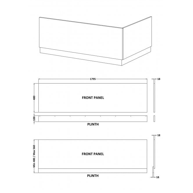 Hudson Reed  1800mm Bath Front Panel Natural Oak MPC607