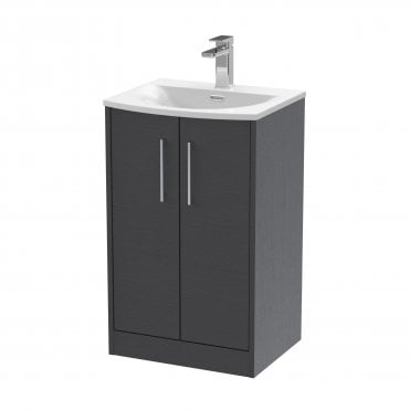Hudson Reed 500mm Floor Standing 2 Door Vanity & Basin 4 Graphite Grey JNU2201G