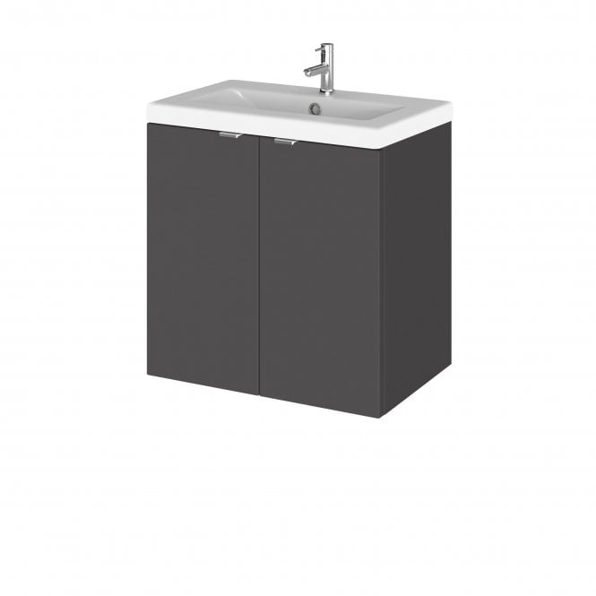 Hudson Reed  500mm Vanity Unit & Ceramic Basin Gloss Grey CBI940A