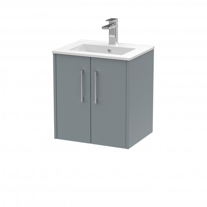 Hudson Reed  500mm Wall Hung 2 Door Vanity & Basin 2 Coastal Grey JNU2321B