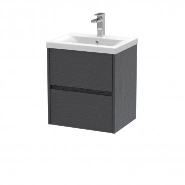 Hudson Reed 500mm Wall Hung 2 Drawer Unit & Basin 1 Graphite Grey HAV2202A