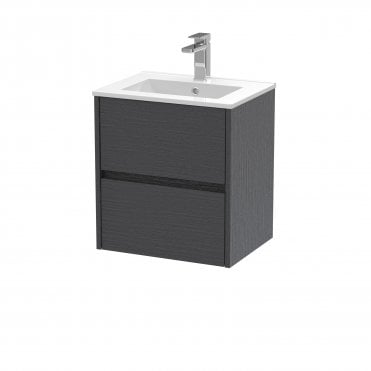 Hudson Reed 500mm Wall Hung 2 Drawer Unit & Basin 2 Graphite Grey HAV2202B