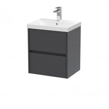 Hudson Reed 500mm Wall Hung 2 Drawer Unit & Basin 3 Graphite Grey HAV2202D