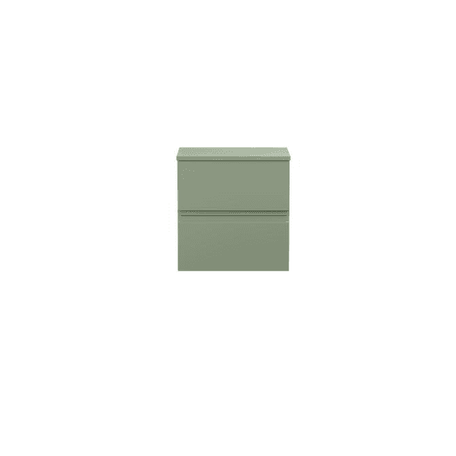 Hudson Reed  500mm Wall Hung 2 Drawer Unit & Worktop Satin Green URB802W