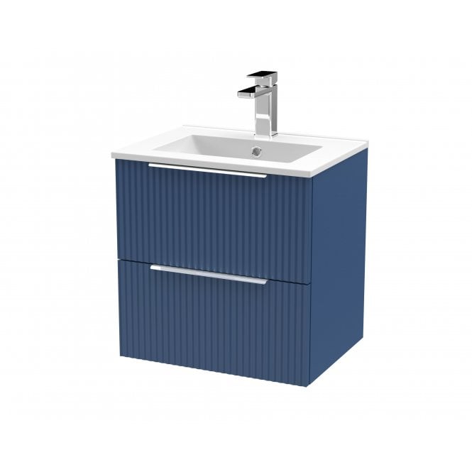 Hudson Reed  500mm Wall Hung 2 Drawer Vanity & Basin 2 Satin Blue DFF392B