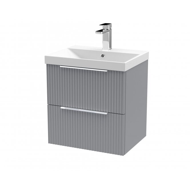 Hudson Reed  500mm Wall Hung 2 Drawer Vanity & Basin 3 Satin Grey DFF292D