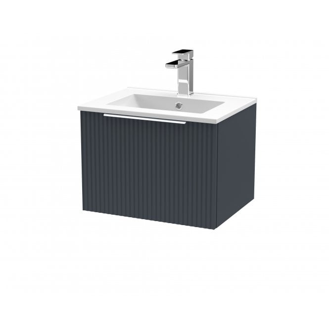 Hudson Reed  500mm Wall Hung Single Drawer Vanity & Basin 2 Satin Anthracite DFF1491B