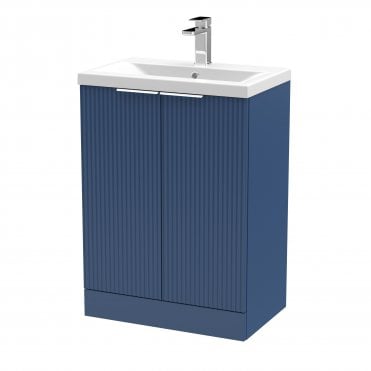 Hudson Reed 600mm Floor Standing 2 Door Vanity & Basin 1 Satin Blue DFF325A
