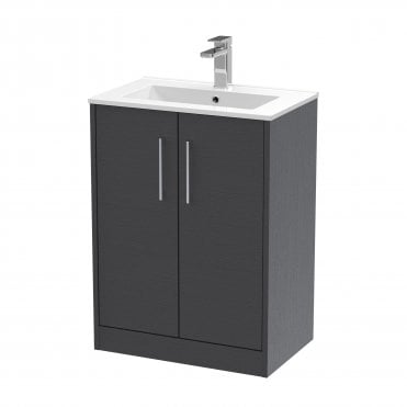 Hudson Reed 600mm Floor Standing 2 Door Vanity & Basin 2 Graphite Grey JNU2203B