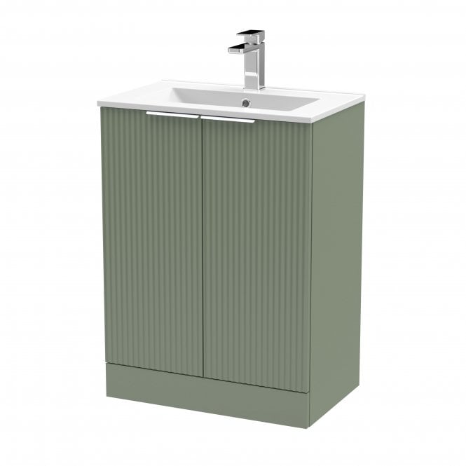 Hudson Reed  600mm Floor Standing 2 Door Vanity & Basin 2 Satin Green DFF825B