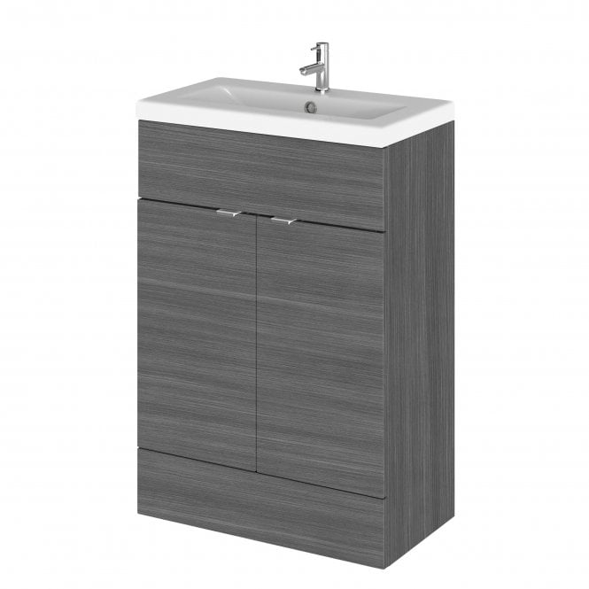 Hudson Reed  600mm Vanity Unit & Ceramic Basin Anthracite woodgrain CBI507A