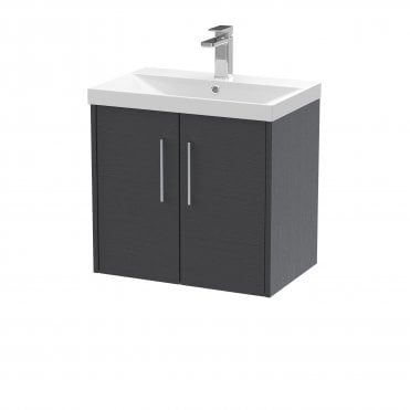 Hudson Reed 600mm Wall Hung 2 Door Vanity & Basin 3 Graphite Grey JNU2223D