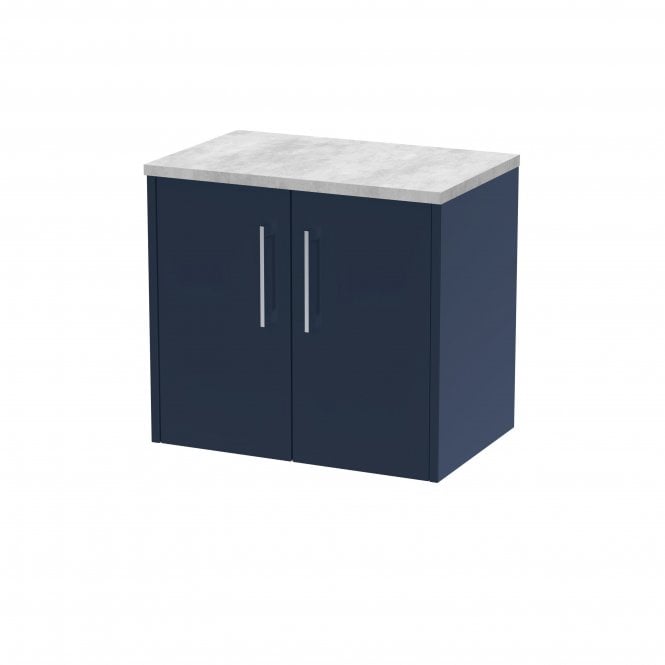 Hudson Reed  600mm Wall Hung 2 Door Vanity & Laminate Top Electric Blue JNU1723LBG