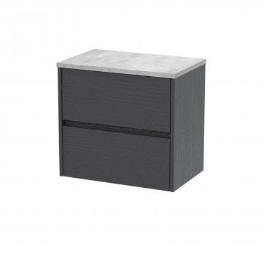 Hudson Reed 600mm Wall Hung 2 Drawer Unit & Worktop Graphite Grey HAV2204LBG