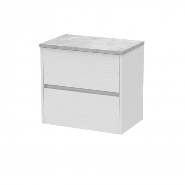 Hudson Reed 600mm Wall Hung 2 Drawer Unit & Worktop White Ash HAV2104LBG