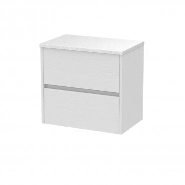 Hudson Reed 600mm Wall Hung 2 Drawer Unit & Worktop White Ash HAV2104LSW
