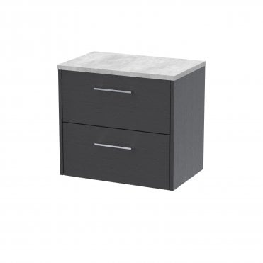 Hudson Reed 600mm Wall Hung 2 Drawer Vanity & Laminate Top Graphite Grey JNU2224LBG
