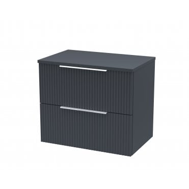 Hudson Reed 600mm Wall Hung 2 Drawer Vanity & Worktop Satin Anthracite DFF1493W