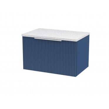 Hudson Reed 600mm Wall Hung Single Drawer Vanity & Laminate Top Satin Blue DFF394LSW