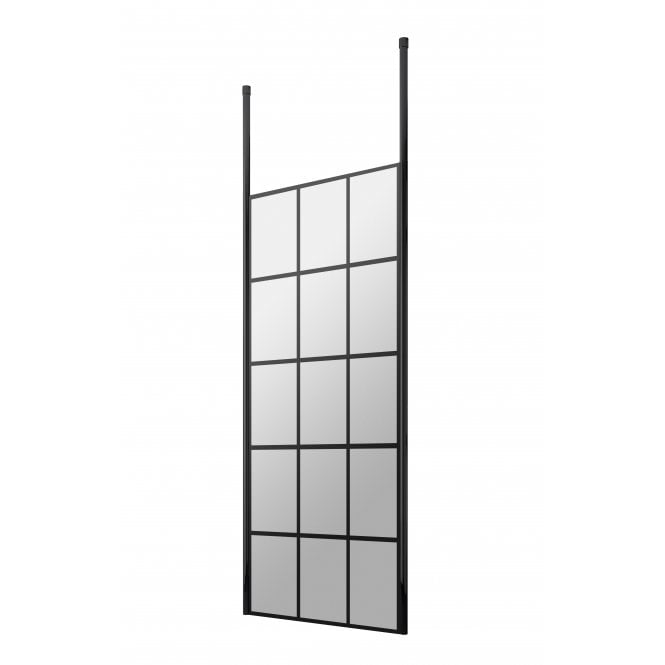 Hudson Reed  700mm Black Framed Screen With Ceiling Posts