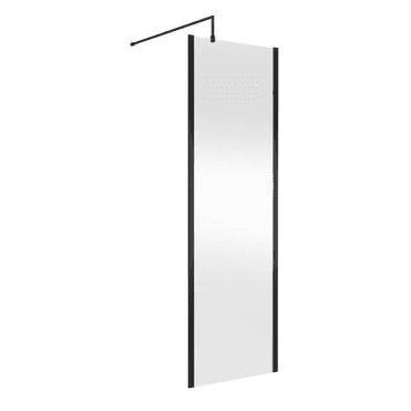 Hudson Reed 700mm Outer Framed Wetroom Screen with Support Bar Matt Black WRSOBP70