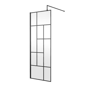 Hudson Reed 760mm Abstract Frame Wetroom Screen Matt Black WRSFB076