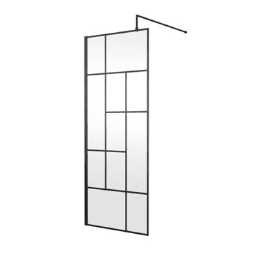 Hudson Reed 800mm Abstract Frame Wetroom Screen Matt Black WRSFB080