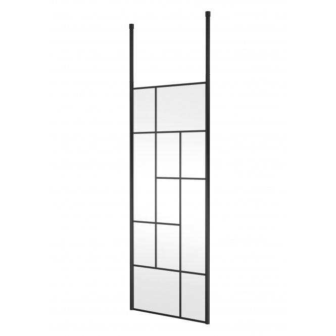 Hudson Reed  800mm Abstract Frame Wetroom Screen with Ceiling Posts Matt Black BFCPB080
