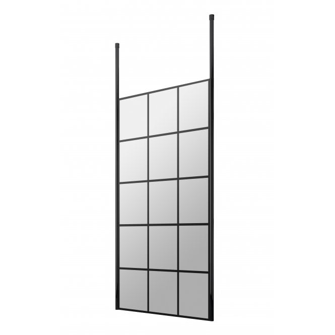 Hudson Reed  800mm Black Framed Screen With Ceiling Posts
