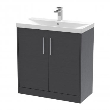 Hudson Reed 800mm Floor Standing 2 Door Vanity & Basin 3 Graphite Grey JNU2205D