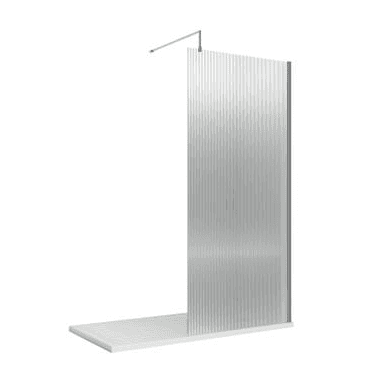 Hudson Reed 800mm Fluted Wetroom Screen with Support Bar Chrome WRFL19580