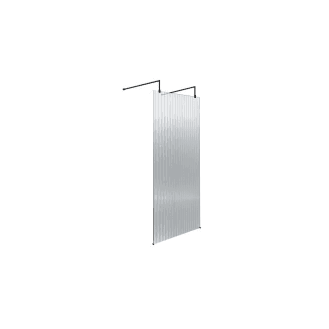 Hudson Reed  800mm Fluted Wetroom Scren with Arms & Feet Matt Black WRAF19580BP