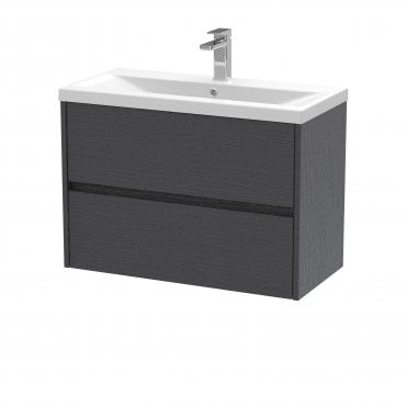 Hudson Reed 800mm Wall Hung 2 Drawer Unit & Basin 1 Graphite Grey HAV2206A