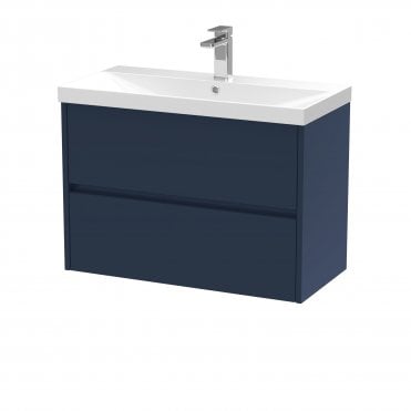 Hudson Reed 800mm Wall Hung 2 Drawer Unit & Basin 3 Electric Blue HAV1706D