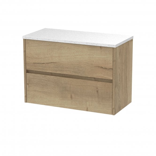 Hudson Reed  800mm Wall Hung 2 Drawer Unit & Worktop Autumn Oak HAV806LSW