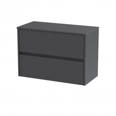 Hudson Reed 800mm Wall Hung 2 Drawer Unit & Worktop Graphite Grey HAV2206W