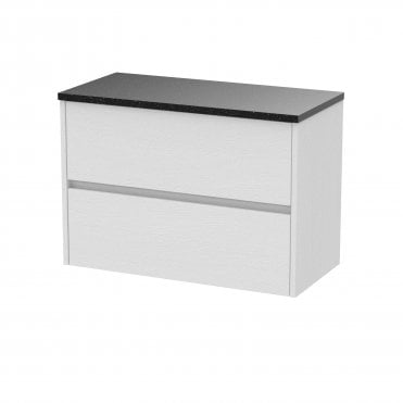 Hudson Reed 800mm Wall Hung 2 Drawer Unit & Worktop White Ash HAV2106LSB