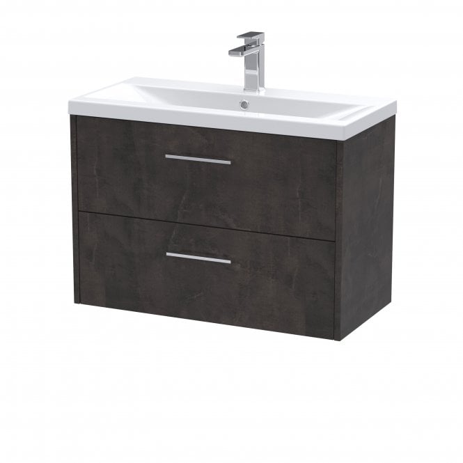 Hudson Reed  800mm Wall Hung 2 Drawer Vanity & Basin 1 Metallic Slate JNU2626A