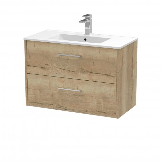 Hudson Reed  800mm Wall Hung 2 Drawer Vanity & Basin 2 Autumn Oak JNU1826B