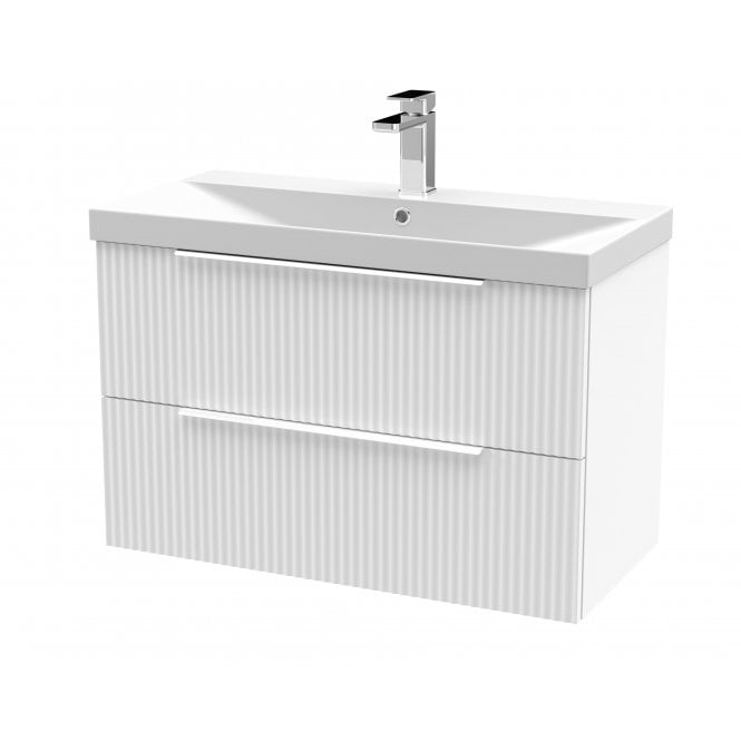 Hudson Reed  800mm Wall Hung 2 Drawer Vanity & Basin 3 Satin White DFF195D