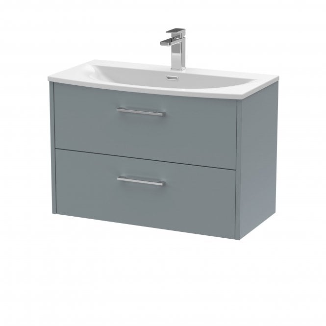 Hudson Reed  800mm Wall Hung 2 Drawer Vanity & Basin 4 Coastal Grey JNU2326G