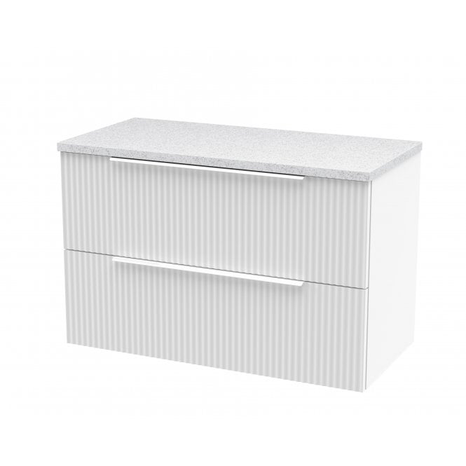 Hudson Reed  800mm Wall Hung 2 Drawer Vanity & Laminate Top Satin White DFF195LSW