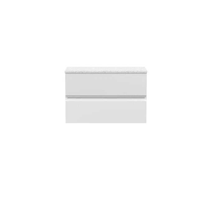 Hudson Reed  800mm Wall Hung 2-Drawer Vanity Unit & Sparkling White Worktop Satin White URB106LSW
